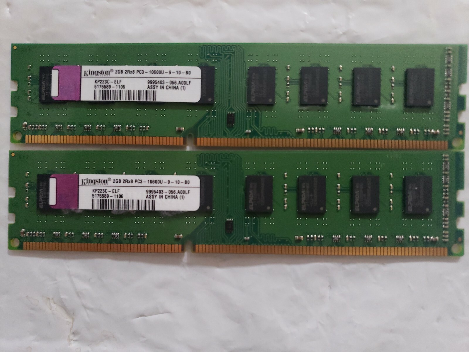 Kingston 4GB (2x 2gb) RAM 2Rx8 PC3-10600U-9-10-B0 KP223C-ELF 5175589-1106
