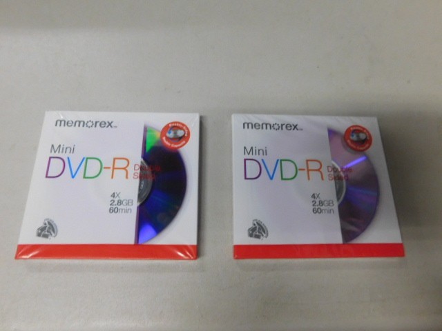 2 Memorex Mini DVD-R 4X 2.8 GB 60Min NEW Double Sided Double Capacity