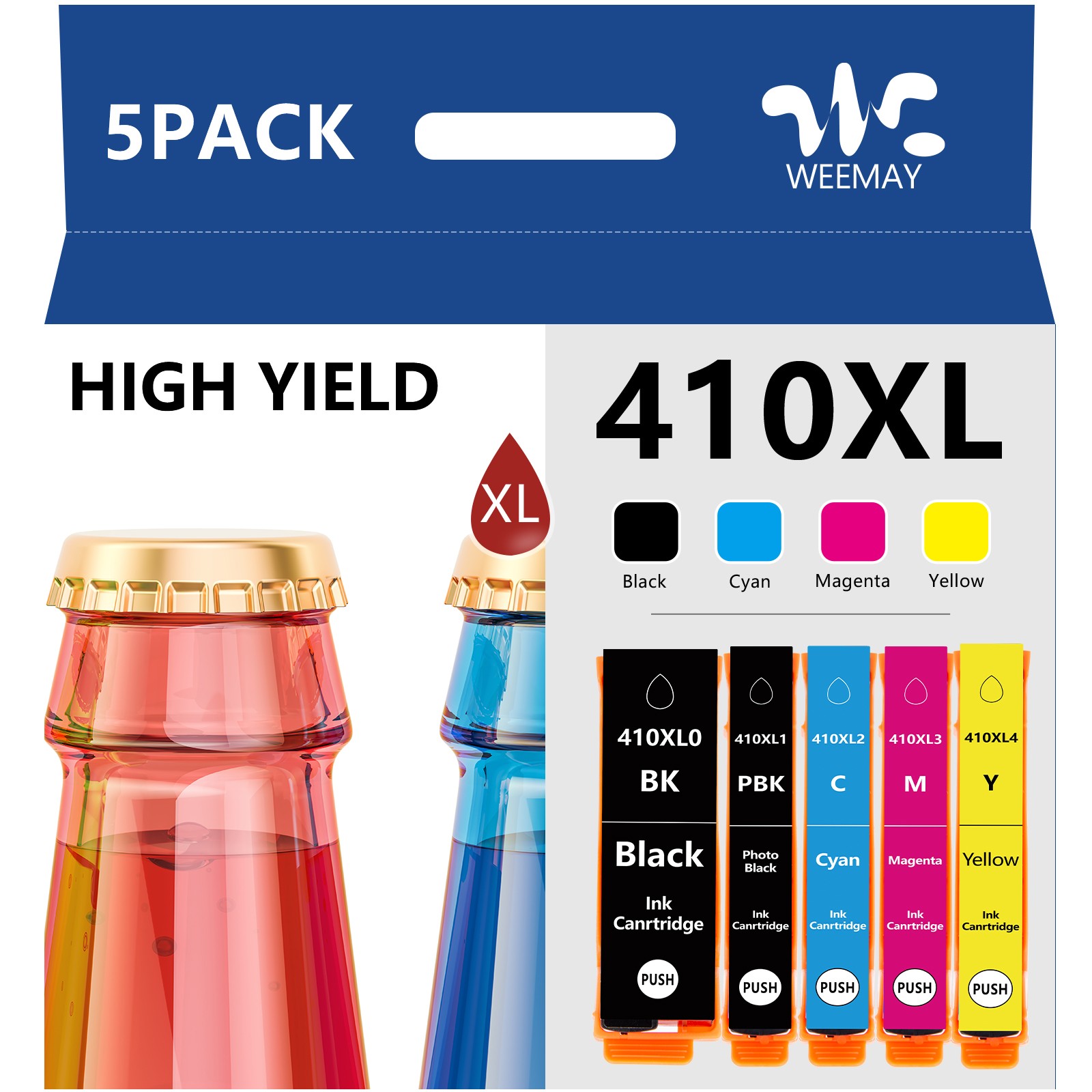 5Pack 410xl T410xl Ink for Epson Expression XP-530 XP-630 XP-640 XP830 XP7100