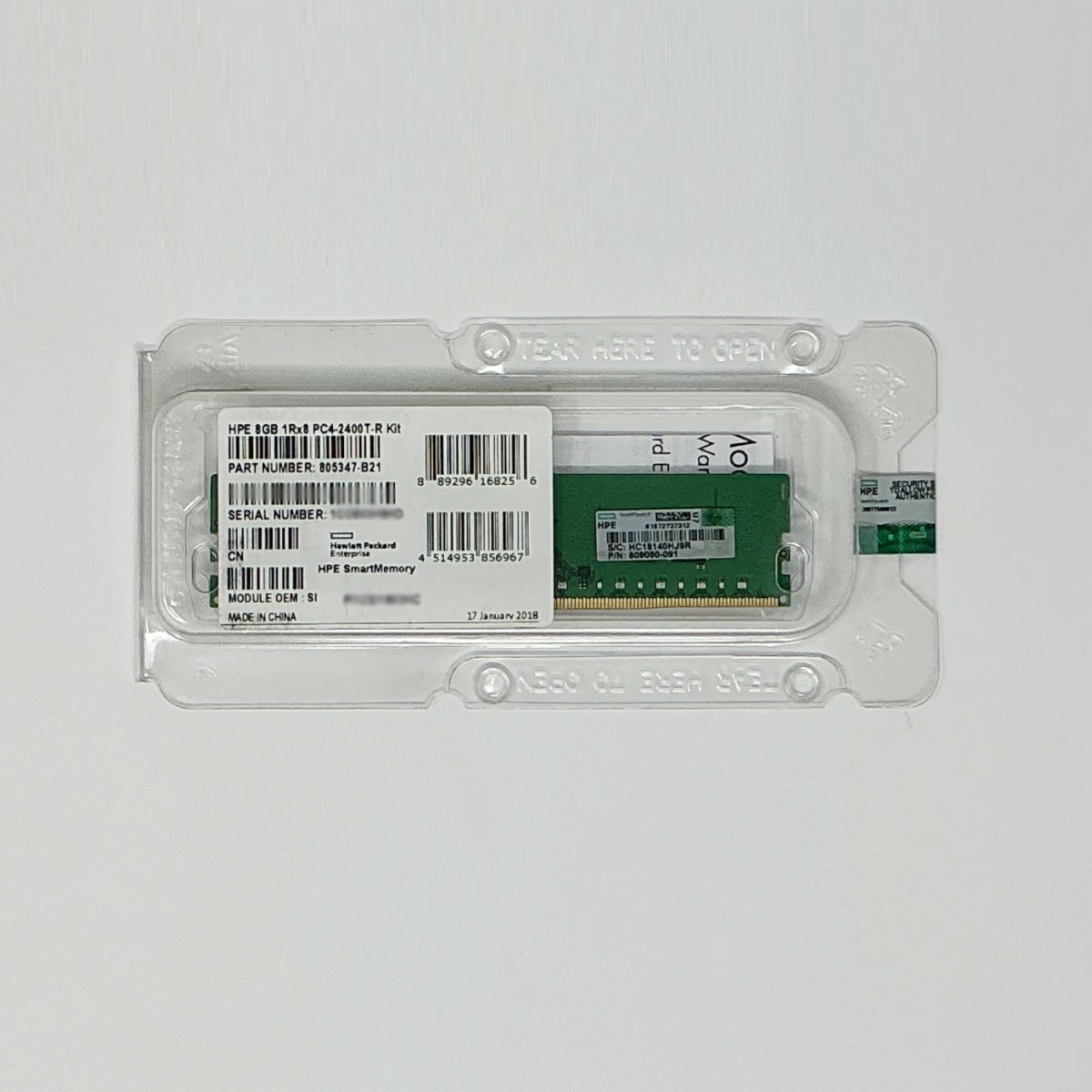 805347-B21 819410-001 809080-091 8GB 1Rx8 PC4-2400T HPE Genuine Smart Memory