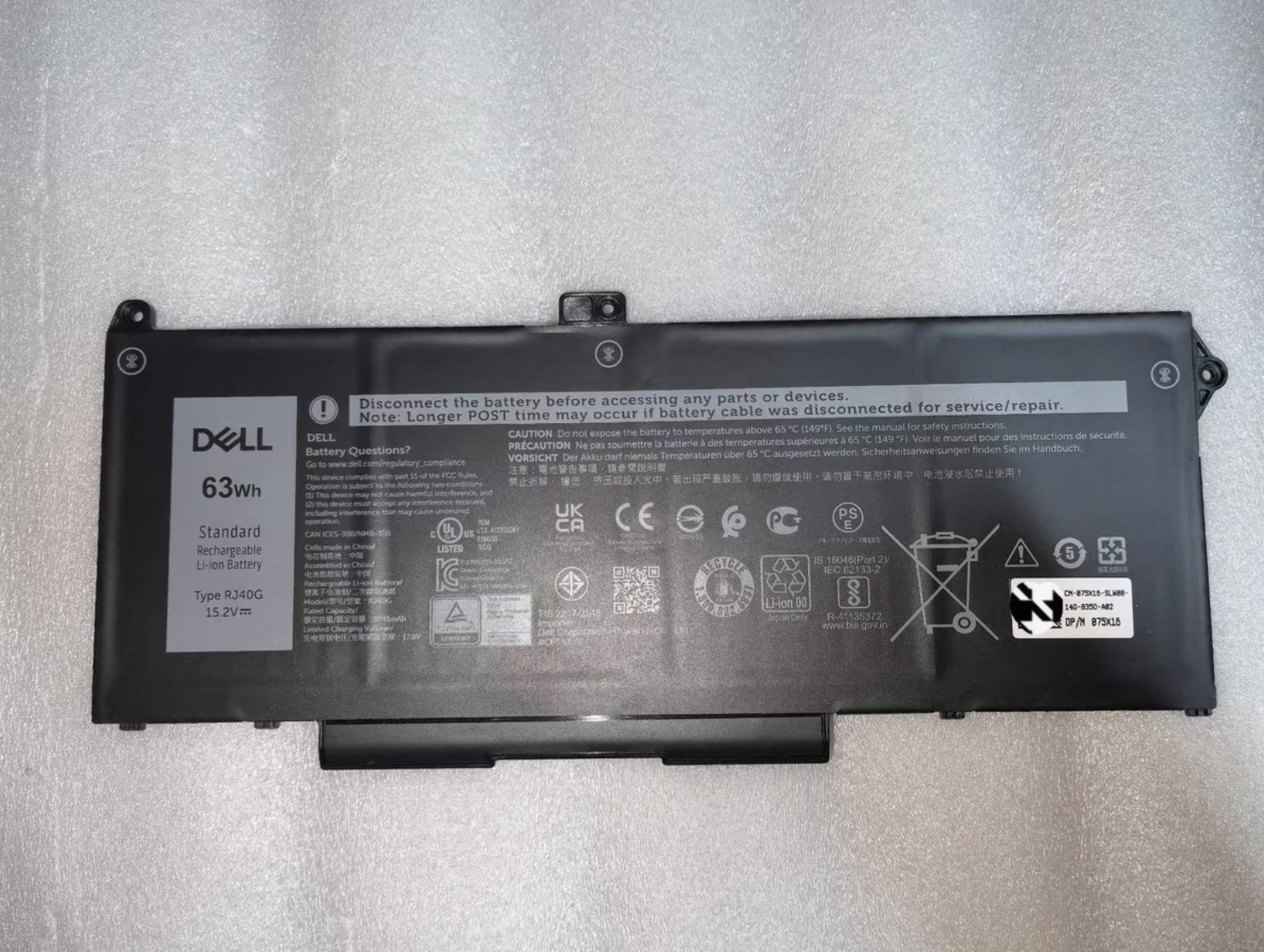 Genuine RJ40G M033W 63WH Battery For Dell Latitude 5420 5520 Precision 3560 OEM
