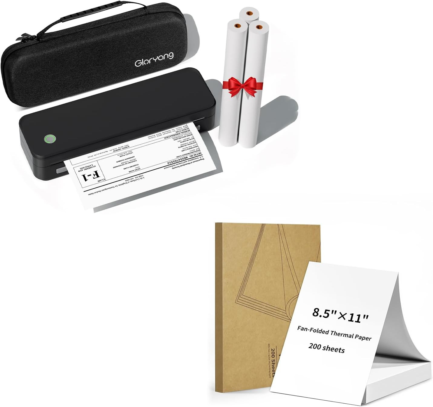 Printer & 3 Rolls Paper & 200 Sheets Fan-Fold Paper & Carry Case