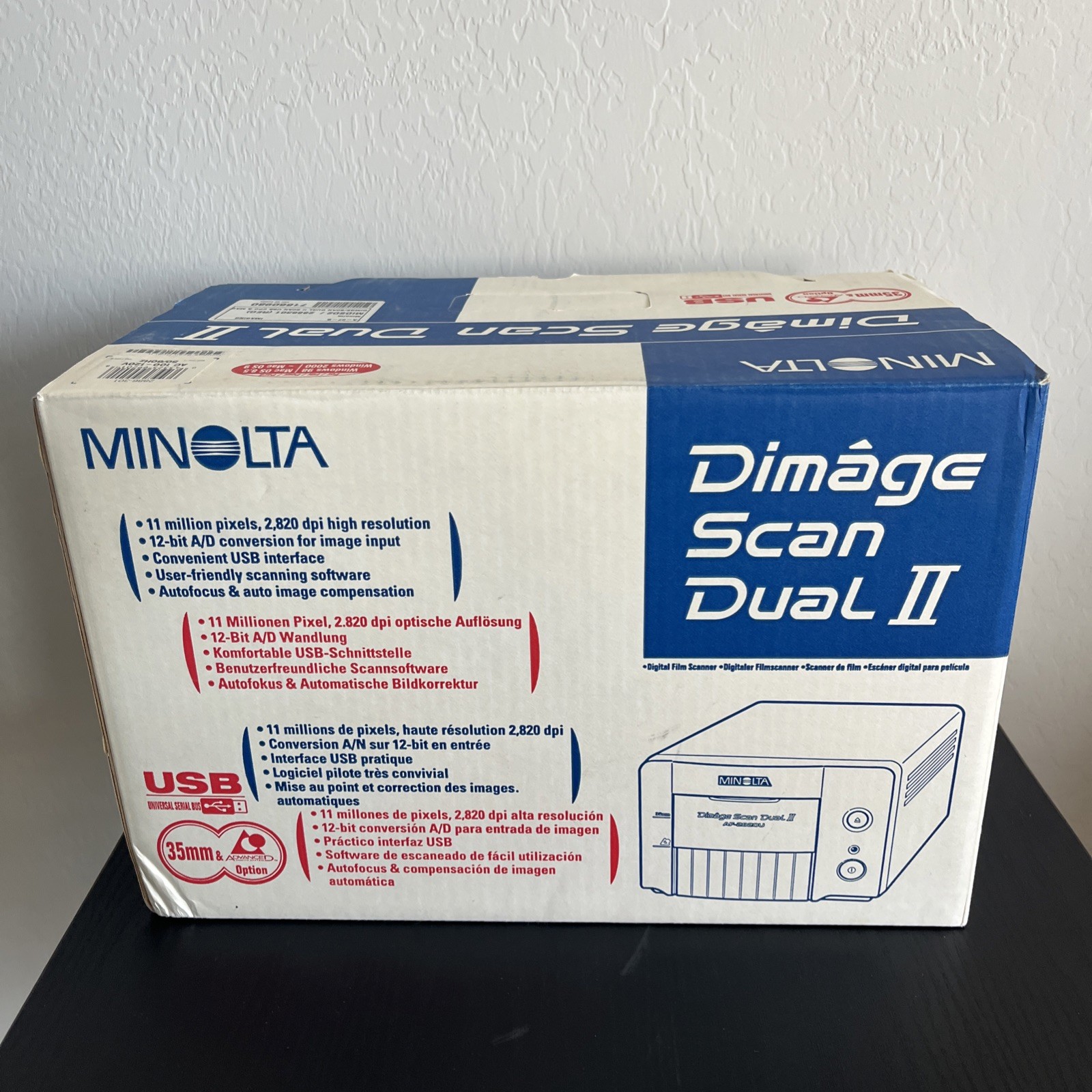 Minolta Dimage Scan Dual II, AF-2820U-35 mm USB Digital Film Scanner, New