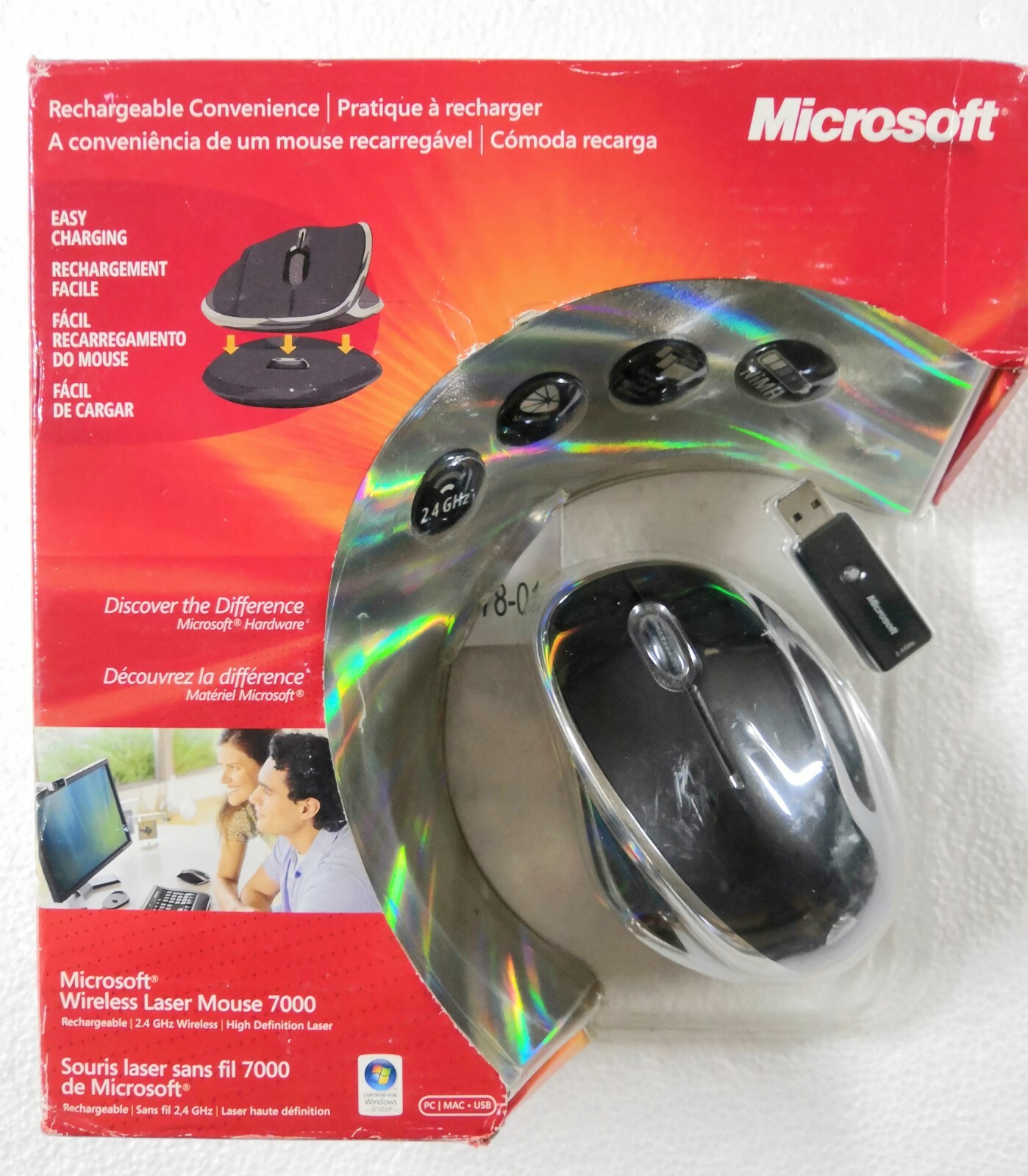 Microsoft 2.4GHz Wireless Rechargeable Laser Mouse 7000 Black