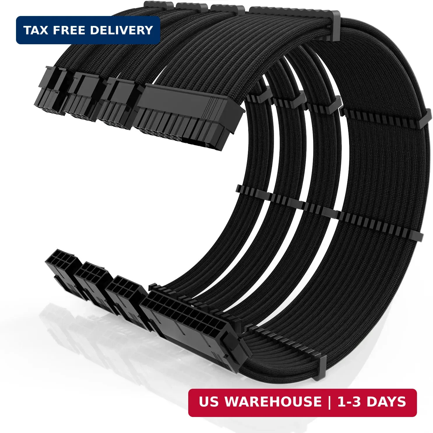 16AWG PSU Cable Extension Kit With Cable Combs,1x24pin ATX/1x8pin(4+4) EPS/2x8pi
