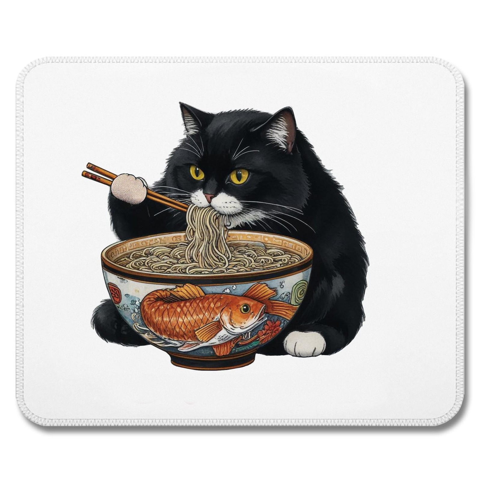 Funny Black White Cat Mouse Pad Laptop Desk Accessories Mat 9.5x7.9 Inch