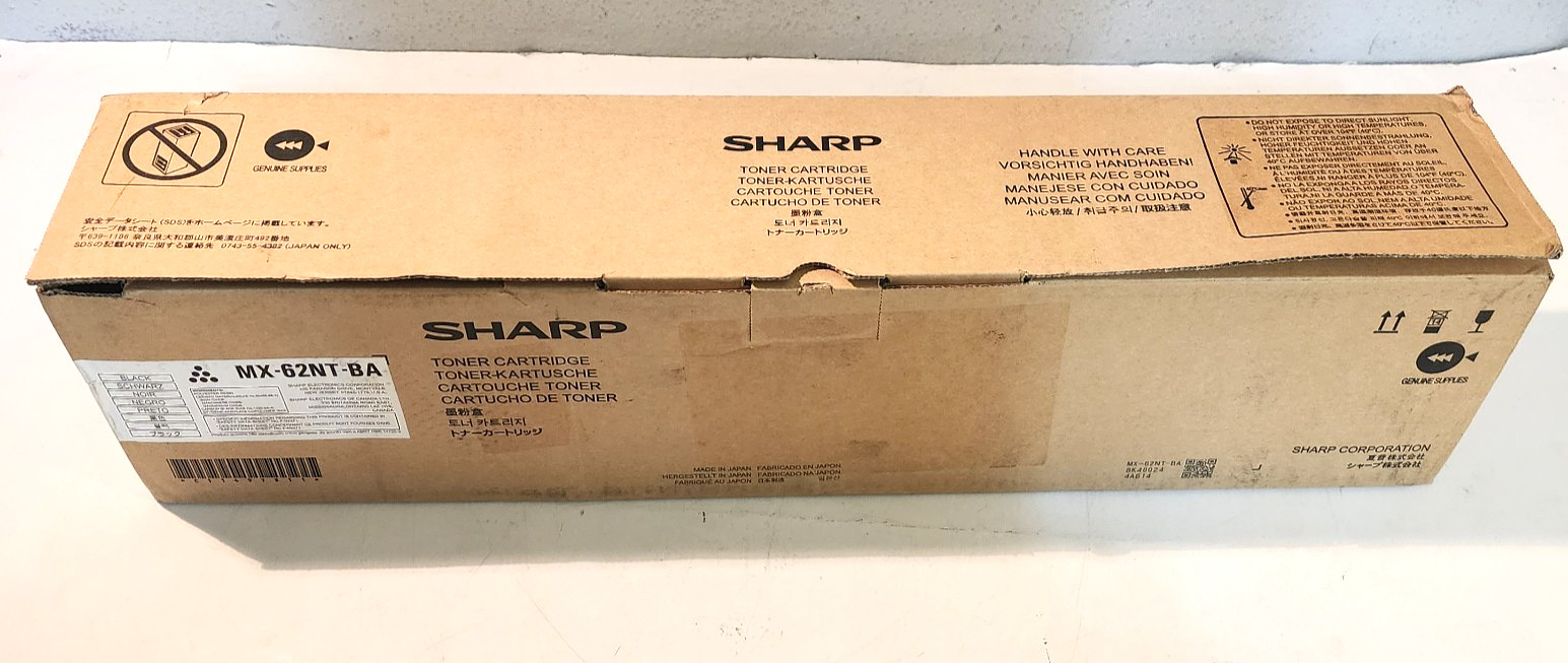 Sharp MX-62NT-BA MX-62NTBA Black Toner Cartridge MX-6240 Genuine New Sealed Box
