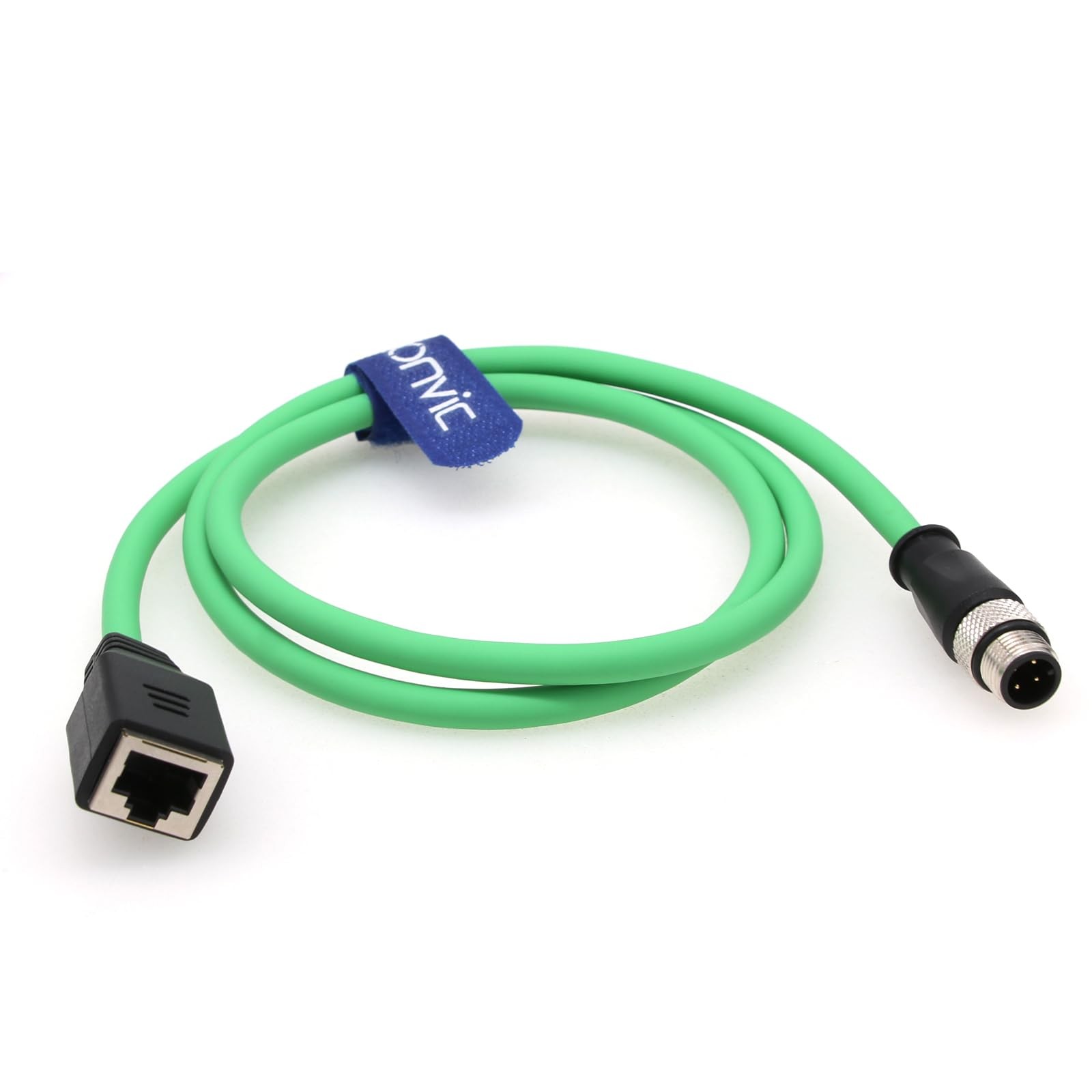 1M M12 4 Pin Male D-Code To RJ45 Female High Flex Cat6 Shielded Cable