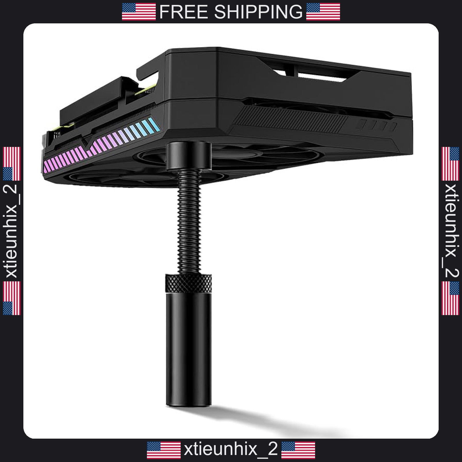 Magnetic GPU Support Bracket for Mid-Size Graphics Cards, Adjustable, Black