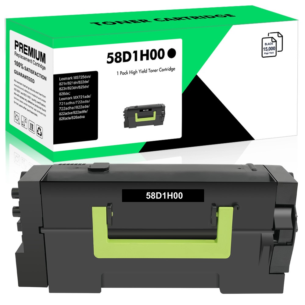 1 PK 58D1H00 Black Toner Cartridge Compatible With Lexmark MS823n MS821dn MS822