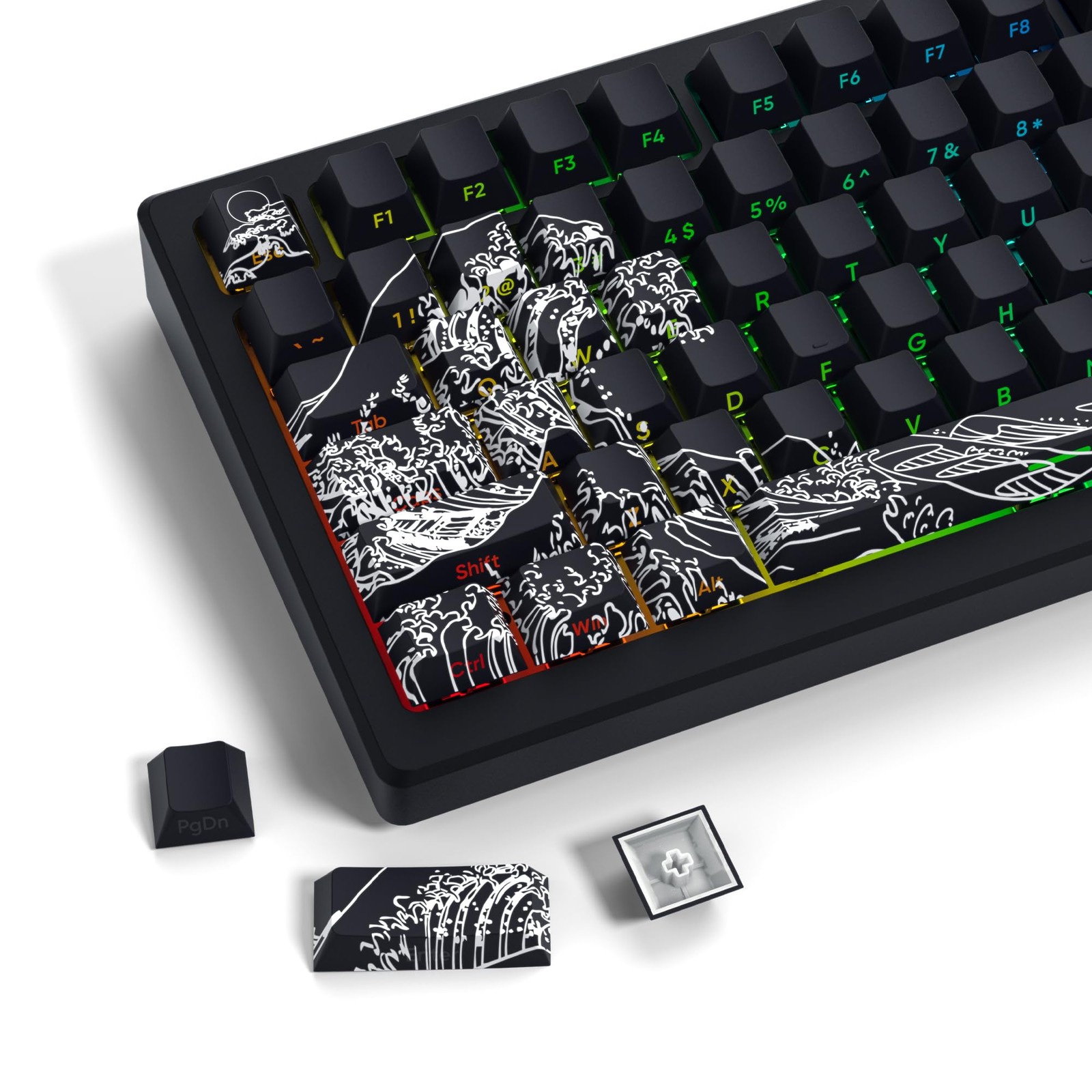 XVX Shine Through Keycaps  Double Shot PBT Keycaps 60 65 75 100 Percent, Side...