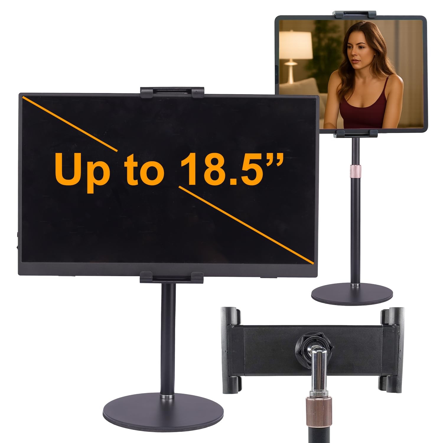 Portable Monitor Stand Tablet Holder Desk Mount Metal Disk Clamp 15.6 inch