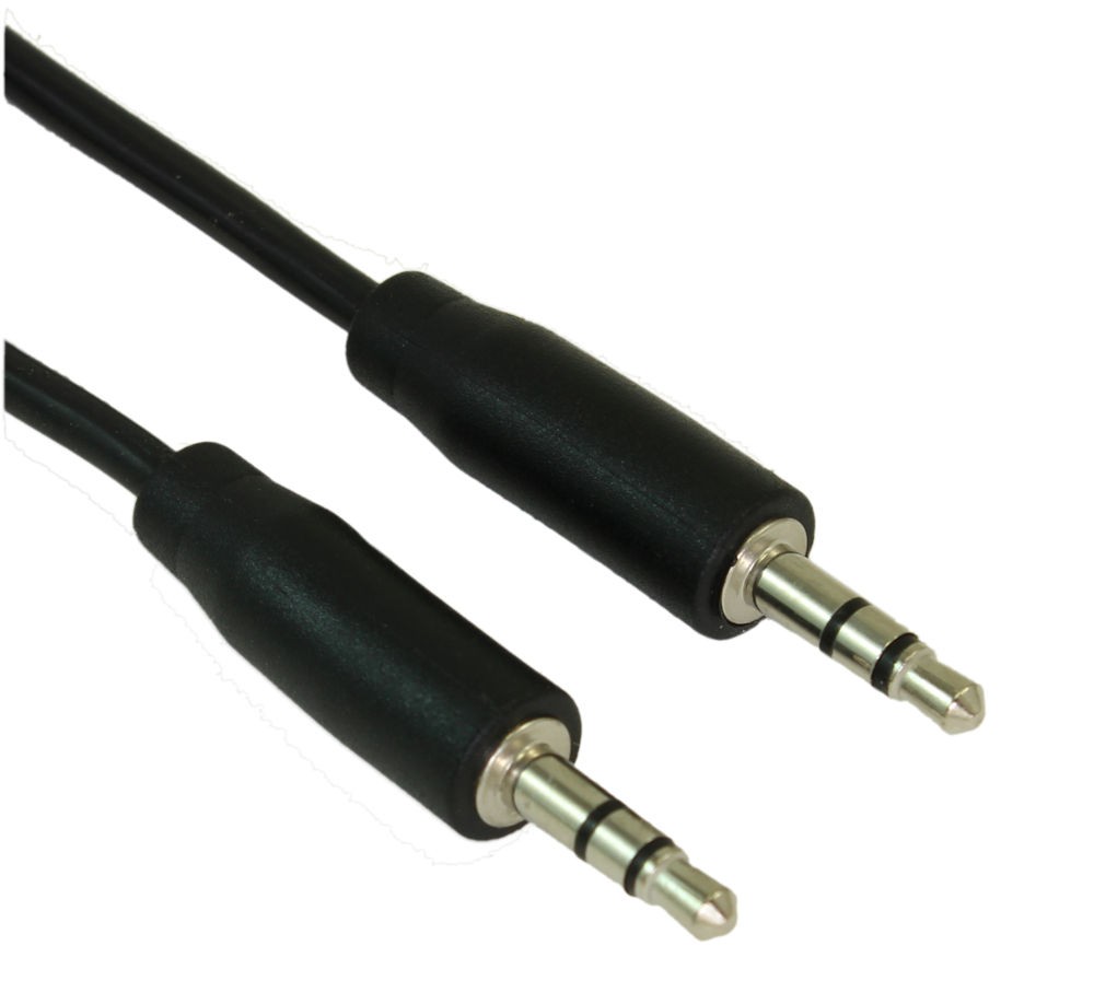 10inch 3.5mm SLIM Mini-Stereo TRS Male to Male Speaker/Audio Cable  Black