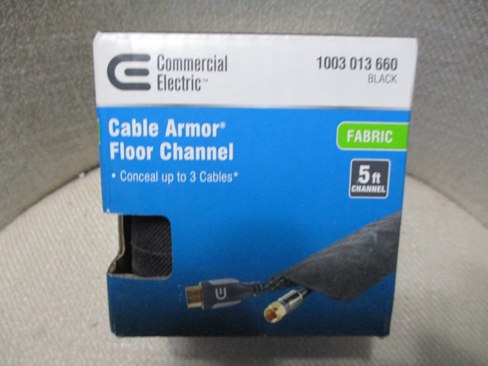 Commercial Electric 5’ Cable Armor Floor Channel Black Fabric 1003 013 660 NEW