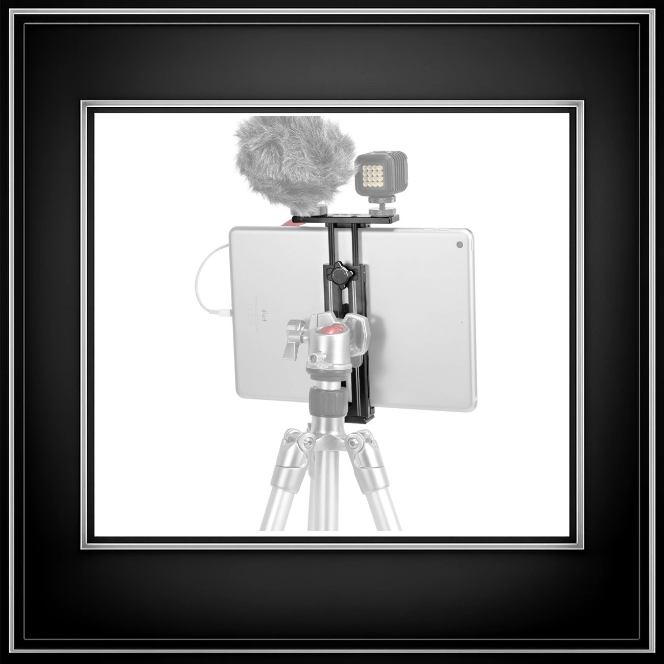 Metal Tripod Mount Adapter for iPad, 2 Cold Shoe Holders, Photography Accessory