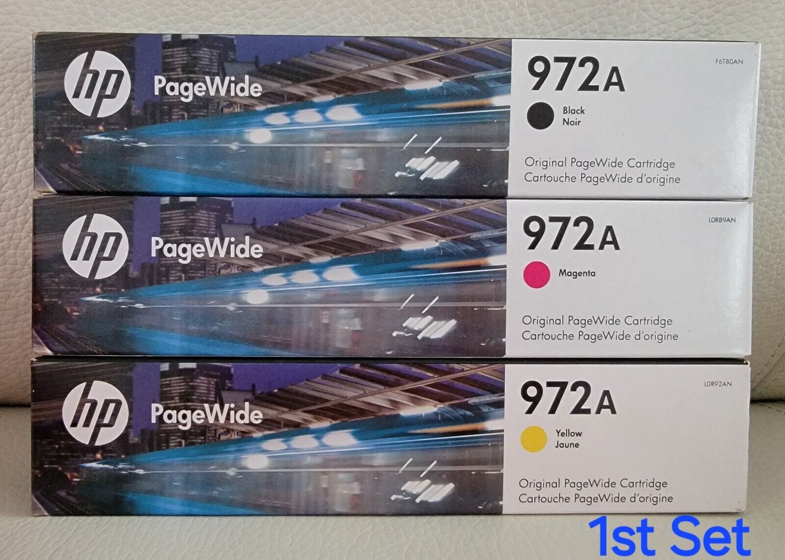 3-pack OEM Genuine HP 972A BLACK MAGENTA YELLOW Original PageWide Cartridges NEW