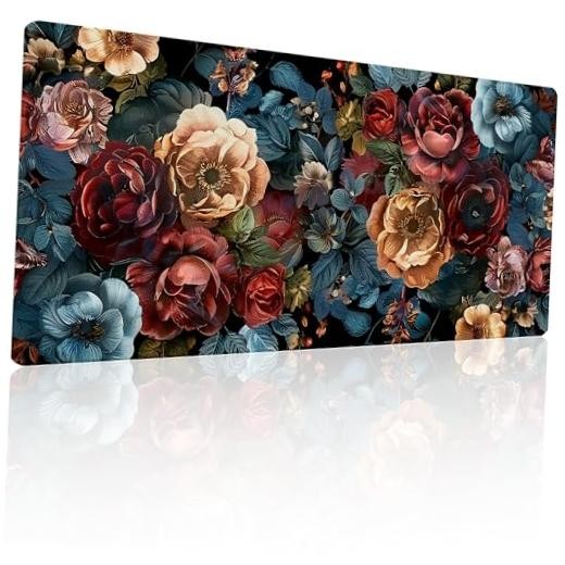 31.5”x11.8”Large Gaming Mouse Pad for Desk, Mouse Mat Vintage Chic Rose Flowers