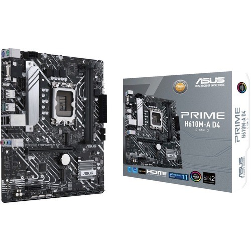Asus Prime H610M-A D4-CSM Desktop Motherboard - Intel H610 Chipset - Socket LGA-