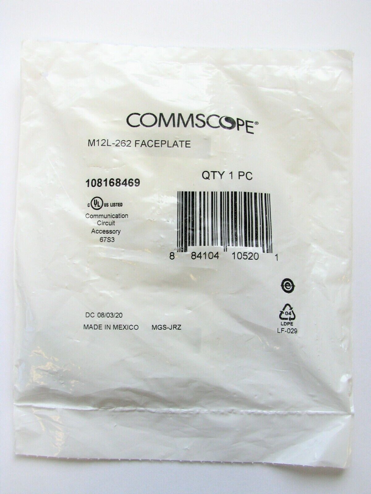 CommScope M12L-262 2-Port Faceplate, White