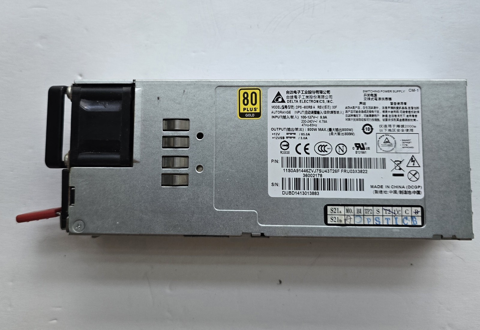 Delta DPS 800RB A Server Switching Power Supply Lenovo FRU03X3822 800W Hot Swap