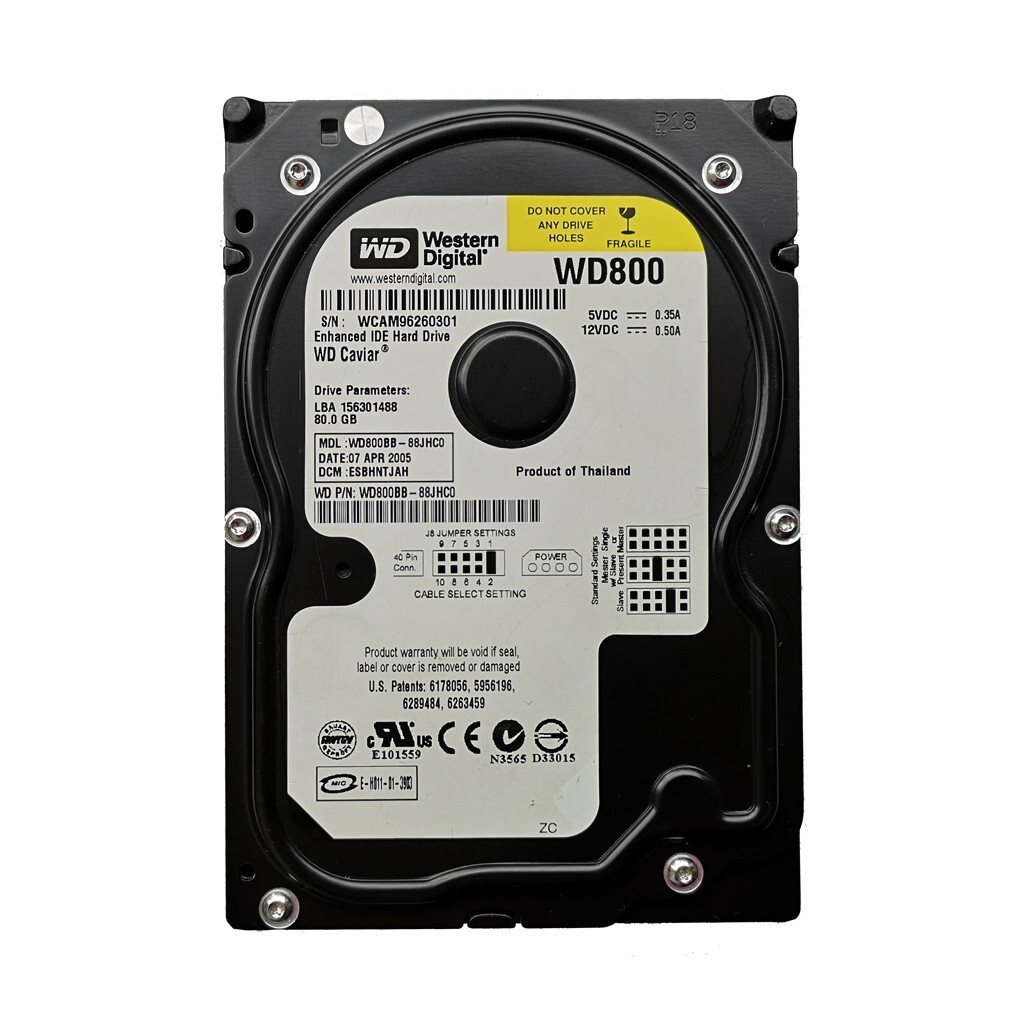 Original Western Digital 80GB WD800BB 7200RPM PATA IDE 3.5" HDD Hard Disk Drive