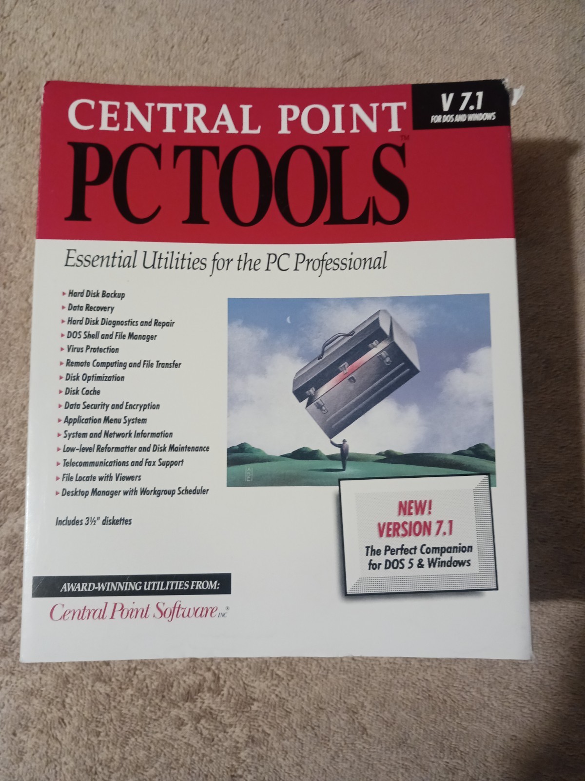Central Point PC Tools 7.1 DOS Windows 8 Disk Set Box Manuals 3.5 Floppy