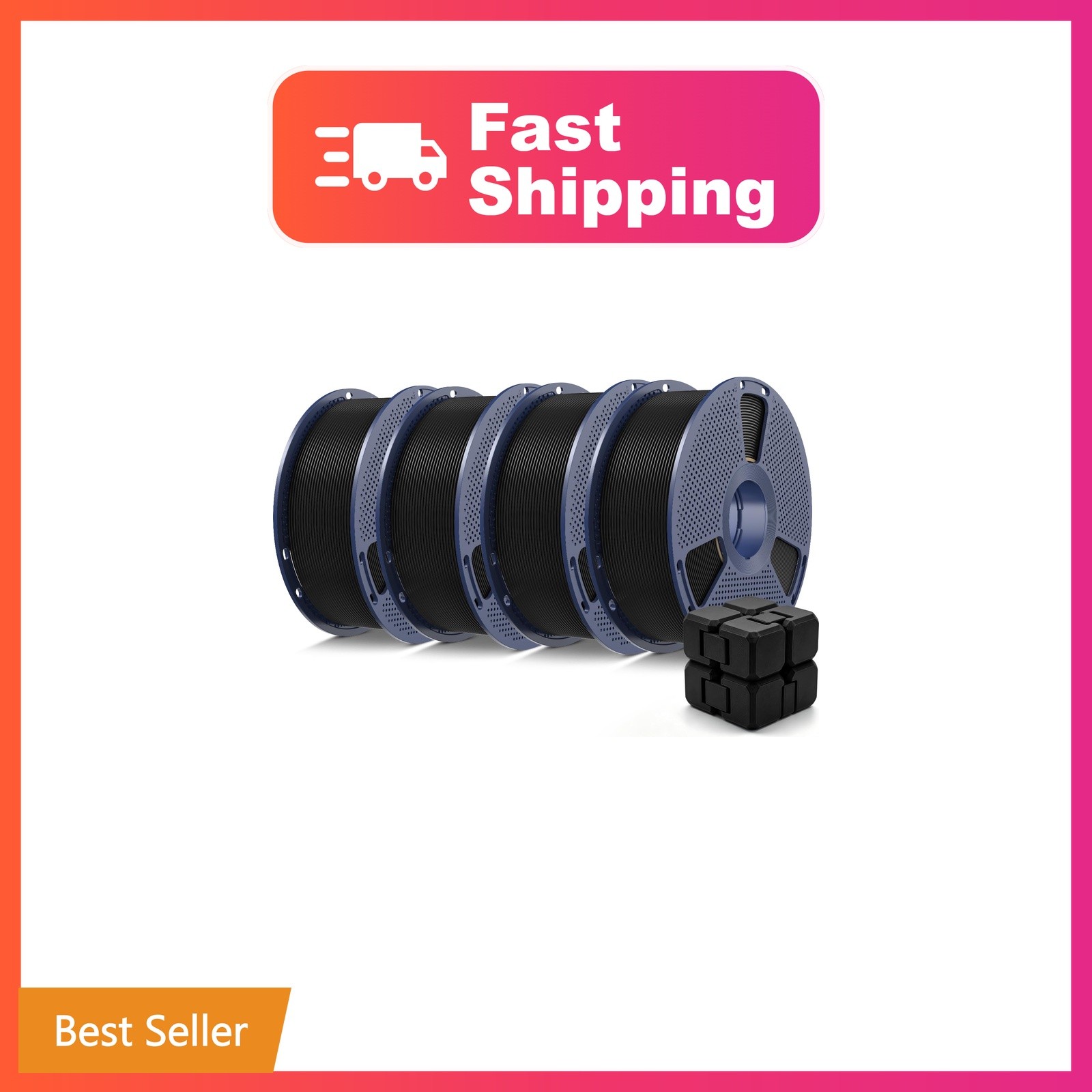 SUNLU PETG2.0 3D Printer Filament, Black, 4-Pack (4KG) | Upgrade PETG Filamen...