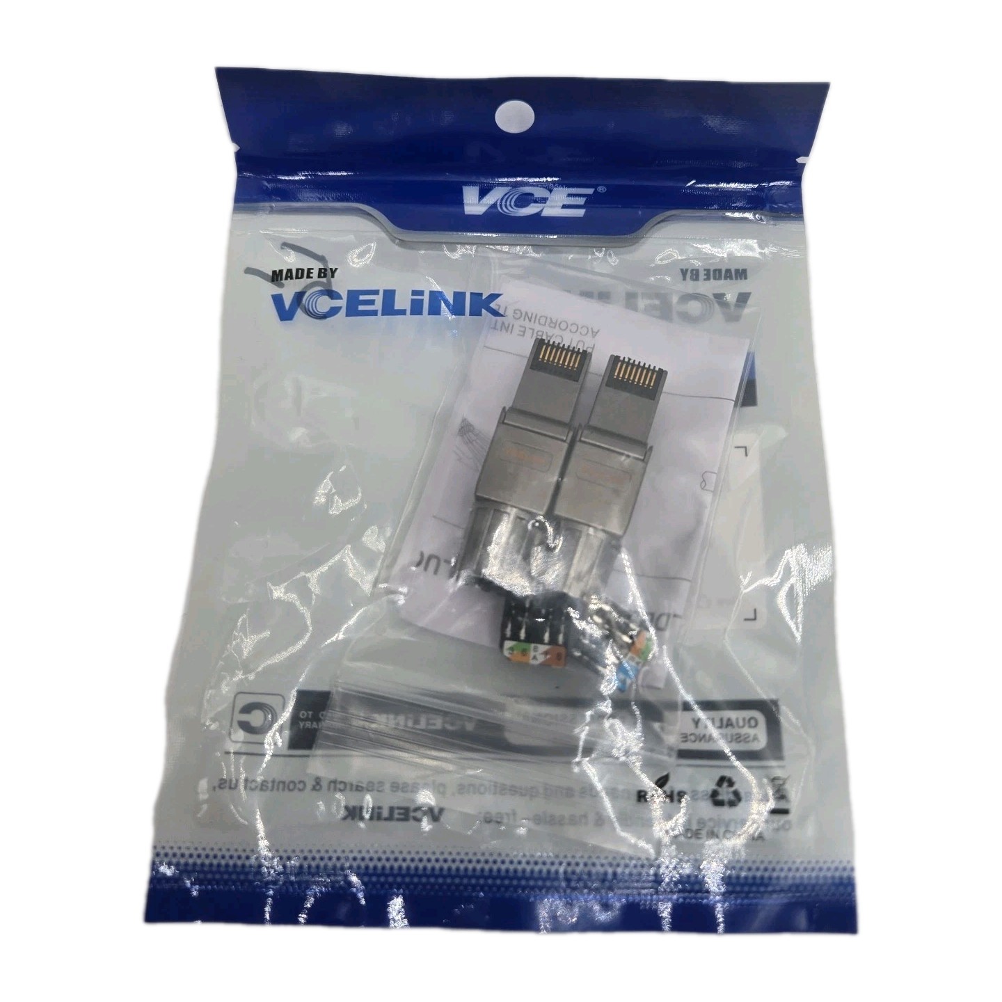 VCELINK 2 Pk CAT8 Shielded RJ45 40G Network LAN Ethernet Plug Connector ToolFree