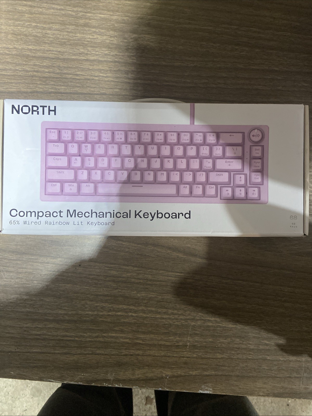 NORTH Compact Mechanical Keyboard 65% Wired Pink LED Rainbow Lighting NEW