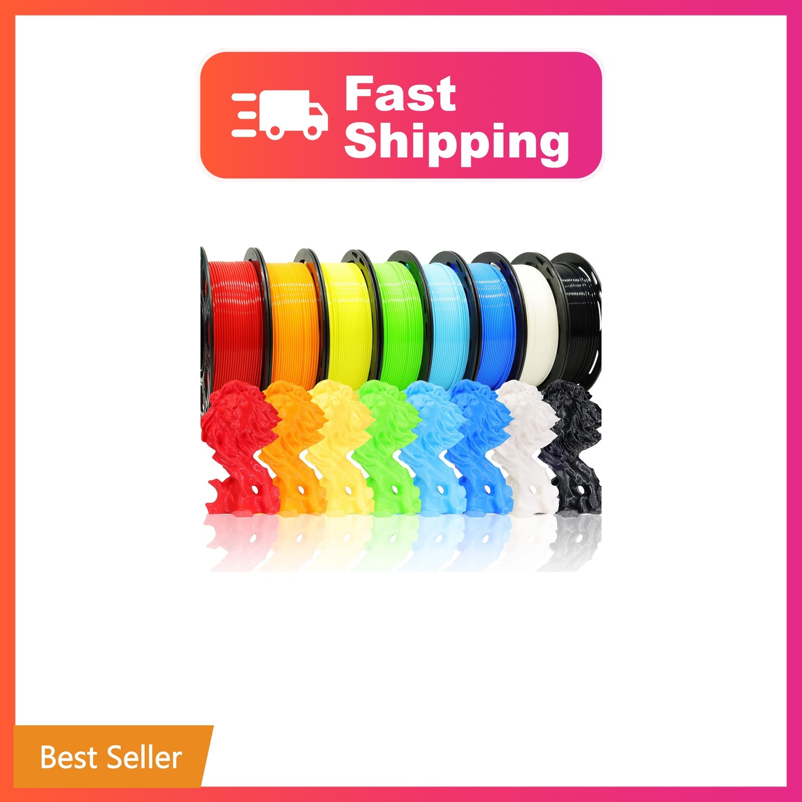 1.75mm 8 Spools Popular Colors 3D Printer PLA Filament Bundle Pack: Black Whi...