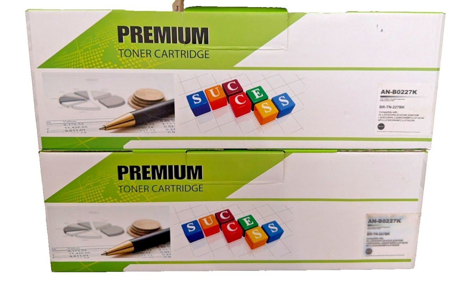 TN227BK Compatible Black Toner Cartridge 2-Pack for Brother Printers Open Box