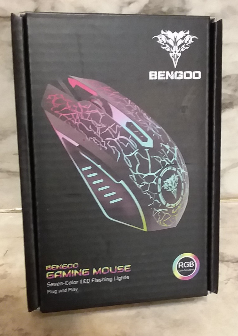 BENGOO Gaming Mouse WIRED Laptop PC Optical Computer w/ 7 Color LED Light in Box