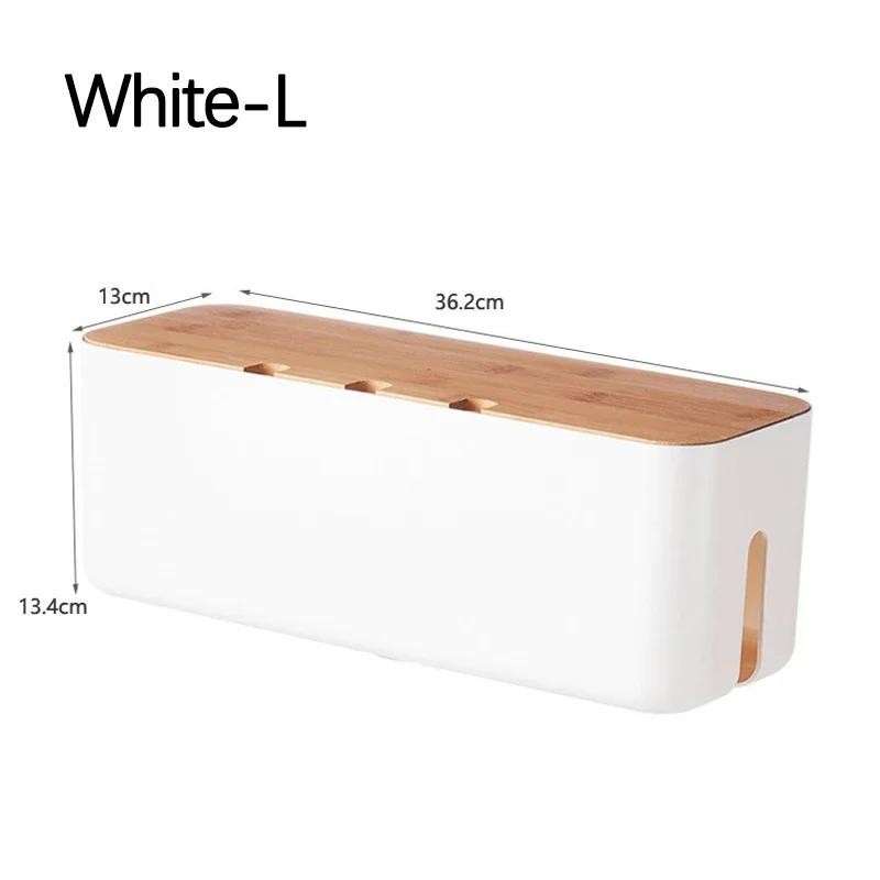 Bamboo Cable Management Box Cover Hide Wires Power Strip Desk Organizer