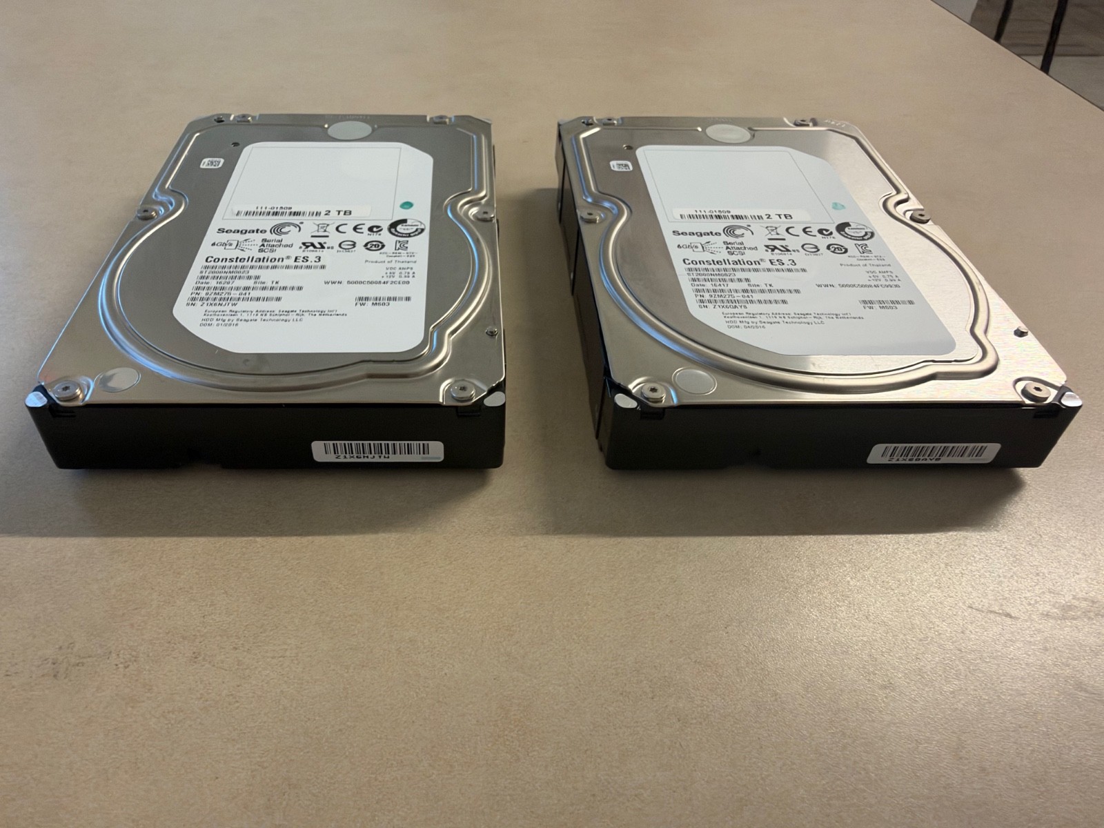 Lot of 2 Seagate Constellation ES.3 ST2000NM0023 2TB 7200RPM SAS 6Gb/s 3.5" HDD