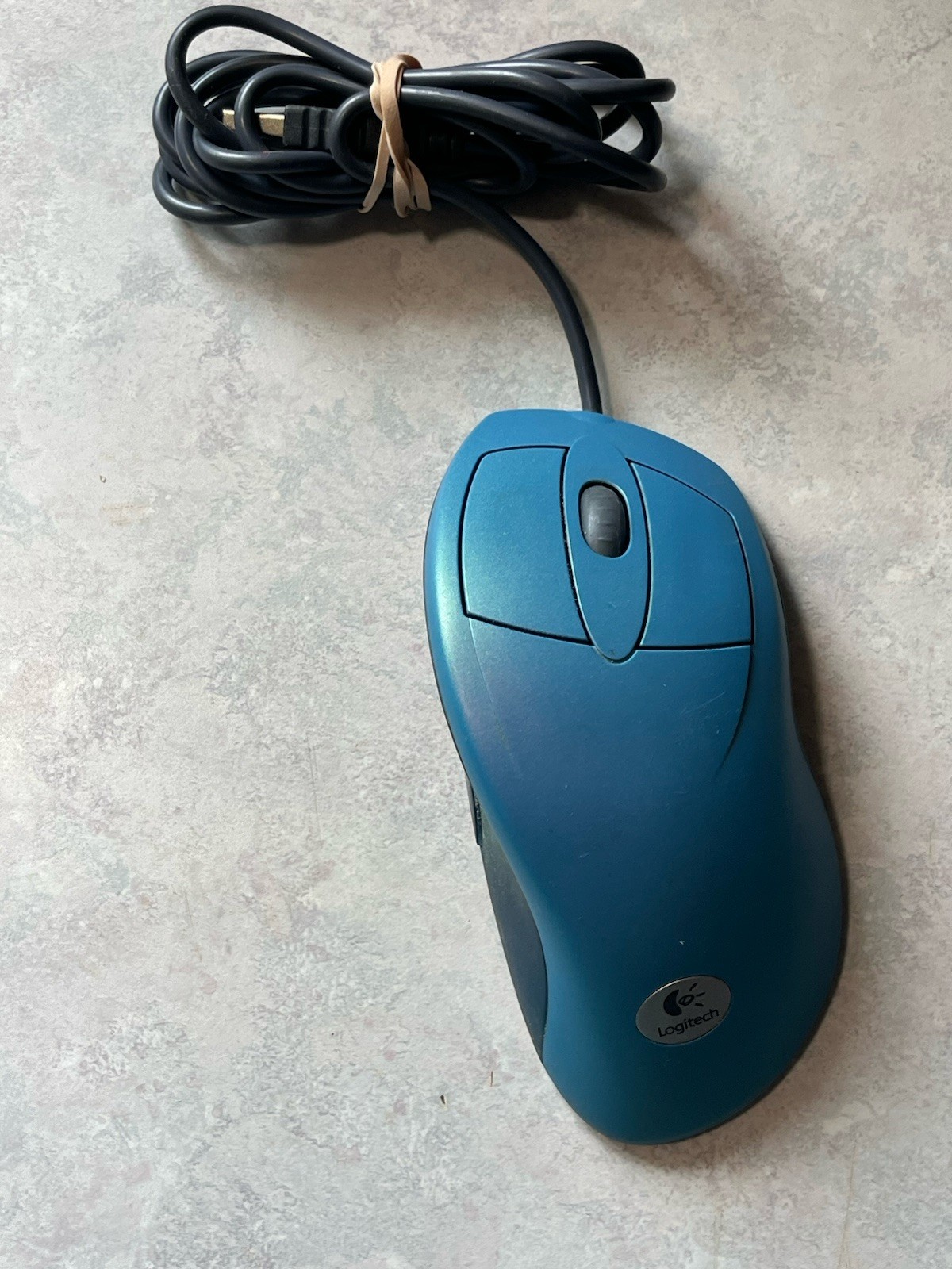 VTG Logitech iFeel MouseMan Wheel Mouse M-UN53b 830445-0000 BLUE Retro PC TESTED