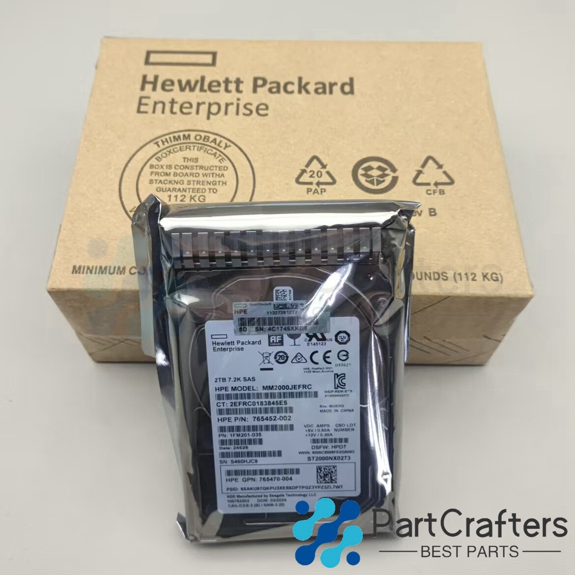 New HPE 2TB 12G SAS 7.2K RPM 2.5" 512E HDD 765466-B21 765873-001 765452-002