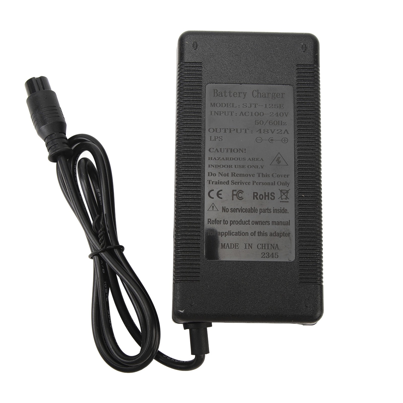 ˜New Battery Charger AC100 To 240V 48V 2A Safe Protection With 3 Prong Plug