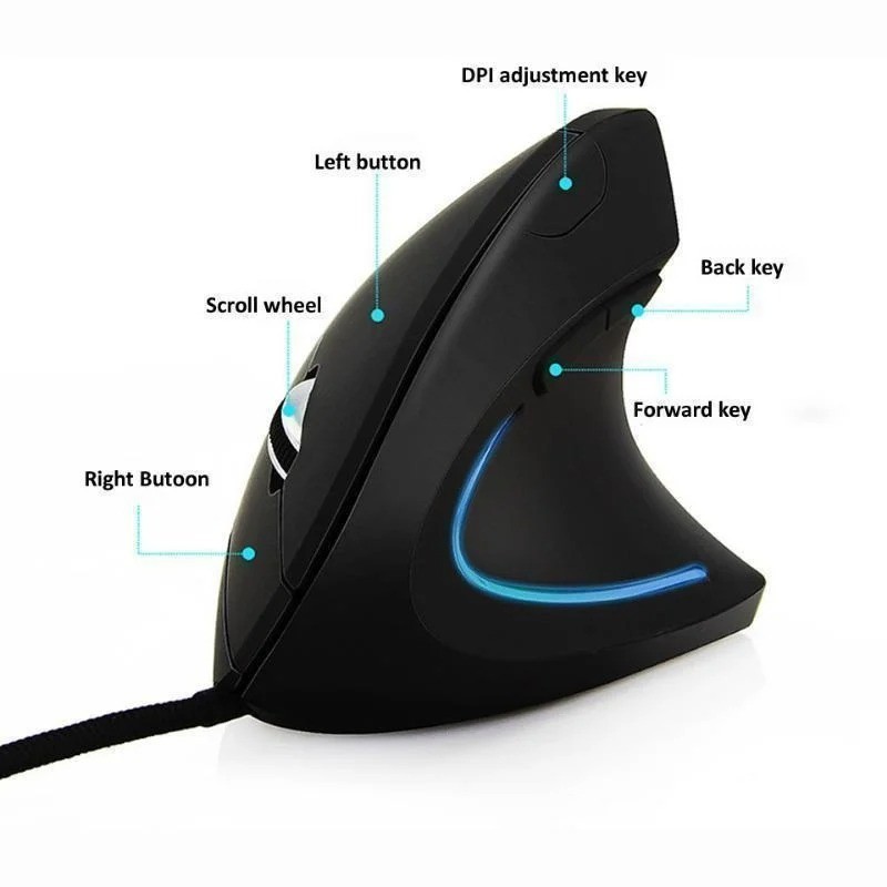 Wired Right Hand Vertical RGB Mouse Ergonomic Gaming Mouse 3200DPI USB Optical 