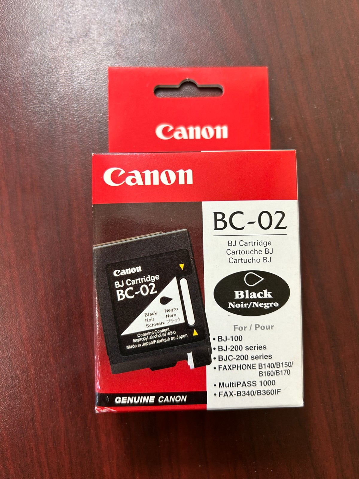 Genuine Canon BC-02 Black Ink Cartridge OEM - New Sealed.