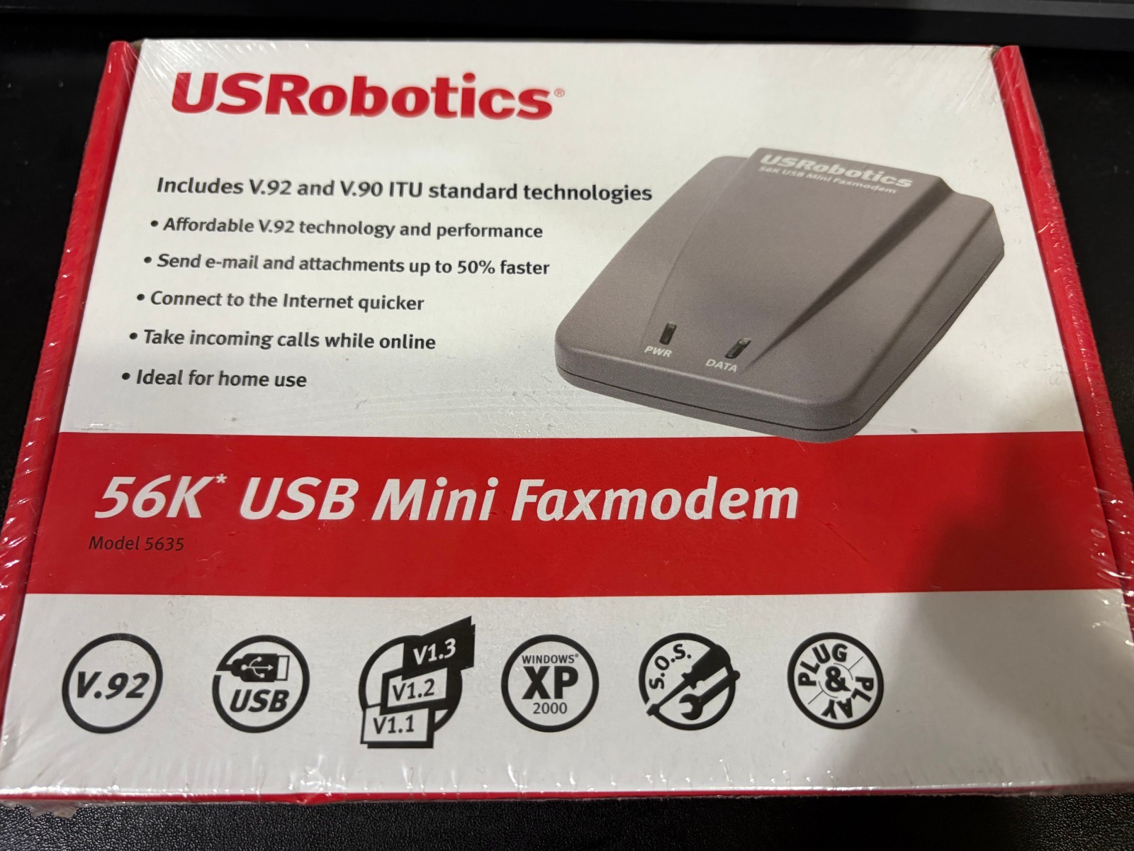 NEW USRobotics 56K USB Mini Faxmodem V.92 V.90 ITU Dial-Up Dialup Modem Sealed