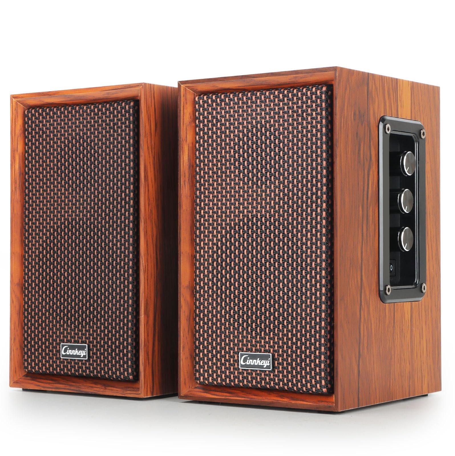 40W Computer Speakers,2.0 AC Powered Wooden PC Speakers with Strong Bass,7.28" X