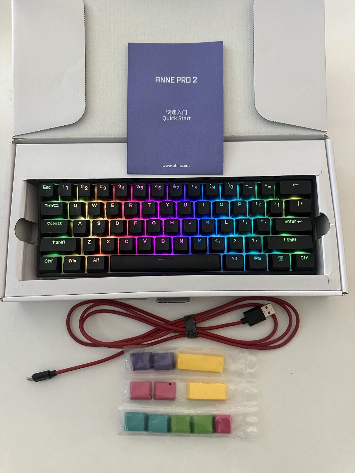Anne Pro 2 Black 60% Dual Model Mechanical Keyboard Gateron Brown Switch