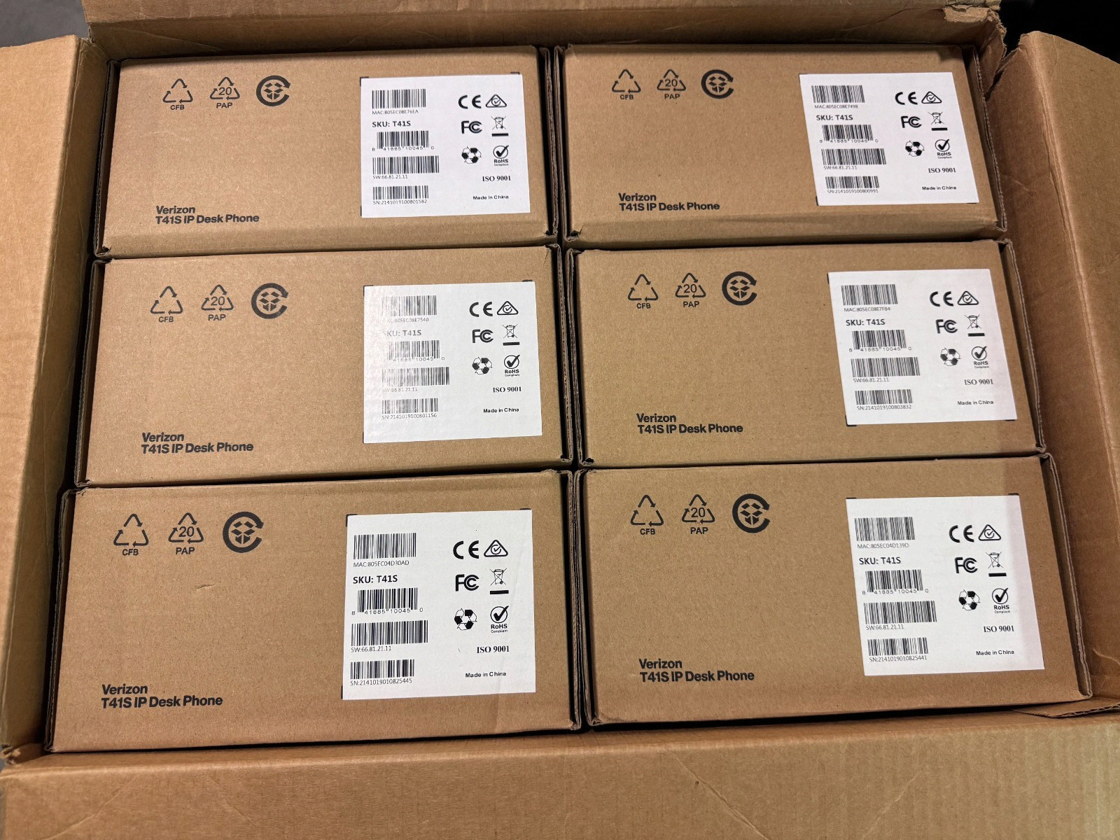 [LOT OF 6] NEW Verizon Yealink One Talk T41S IP Desk Phone Black/Silver