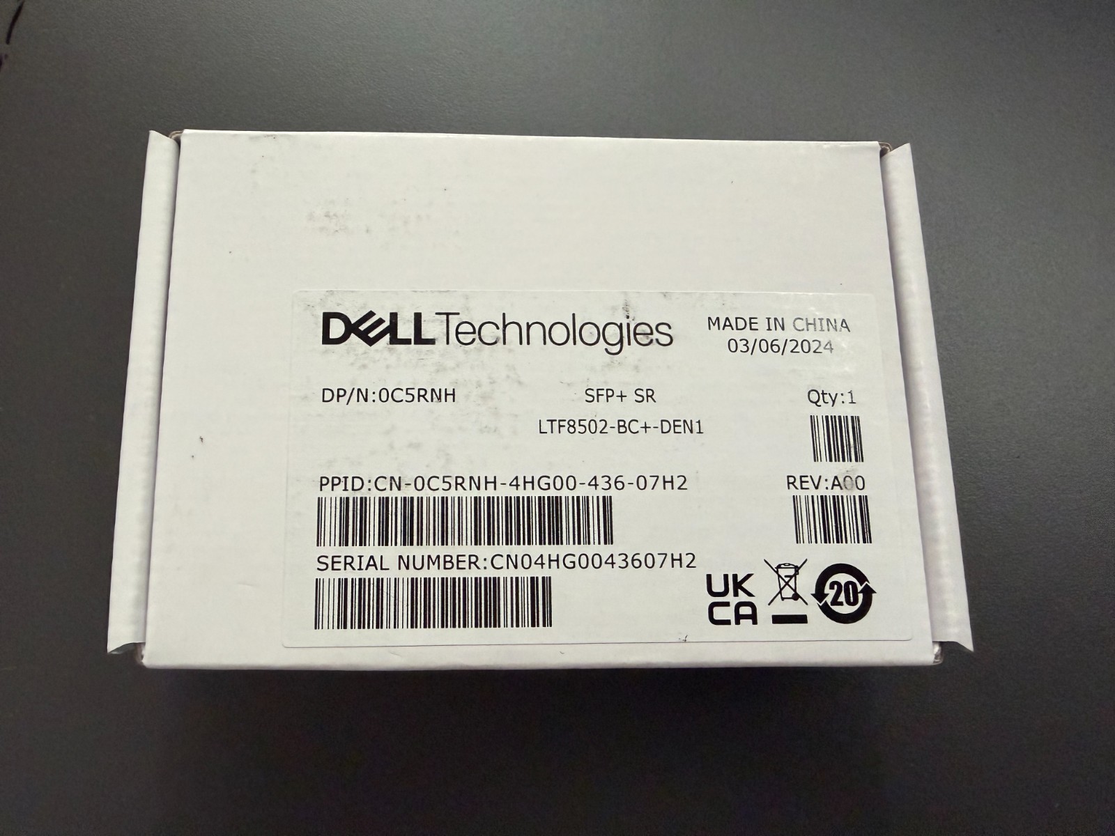 Lot 2 - Dell EMC 10GBase-SR SFP+ Transceiver C5RNH LTF8502-BC+-DEN1