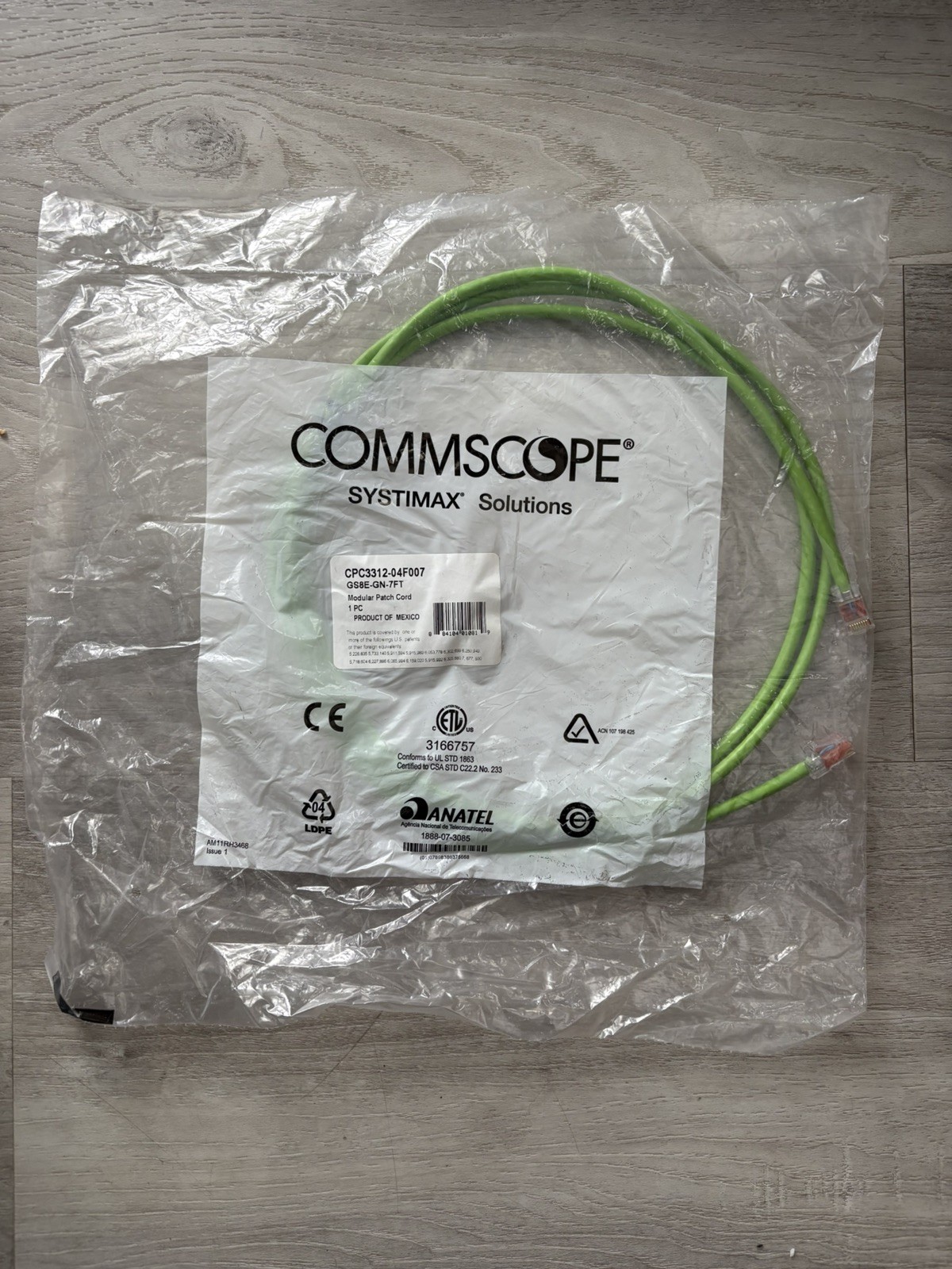 COMMSCOPE Systimax 7ft green Modular Patch Cords CPC3312-03F007 GS8E-DG -7FT