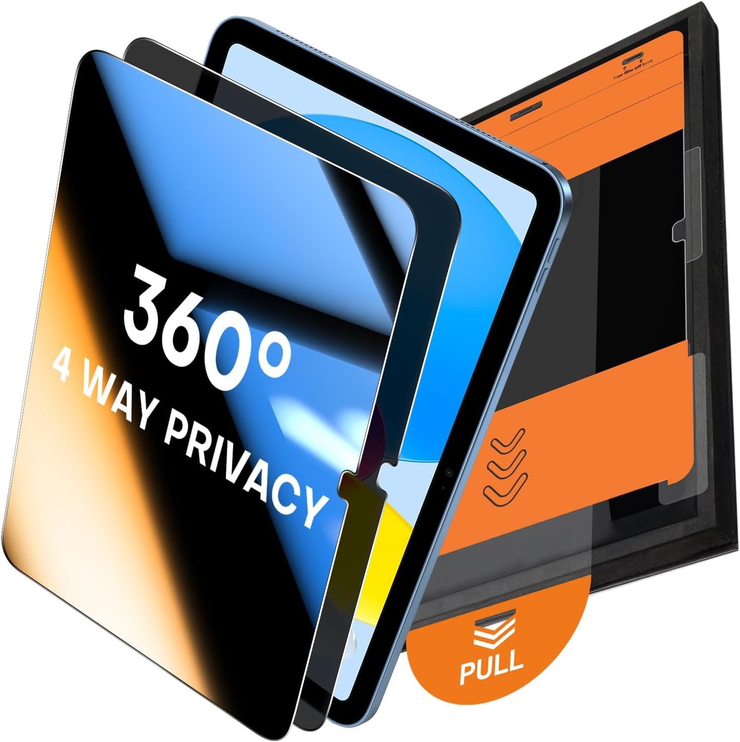 2 Pack 360° Privacy Screen Protector for iPad 11th/10th Gen 11/10.9" Anti-Spy