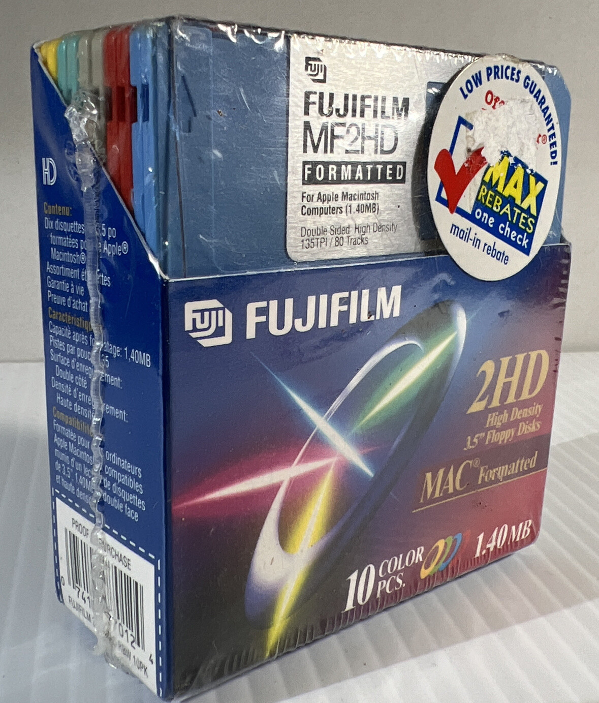 Fujifilm MF2HD 2HD High Density 3.5" Floppy Discs MAC Formatted SEALED 10 pcs