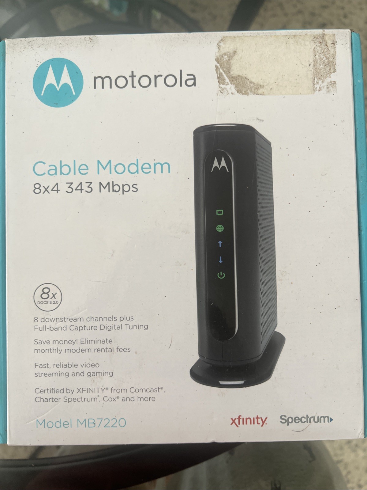 Motorola Cable Modem 8x4 343 Mbps Model MB7220