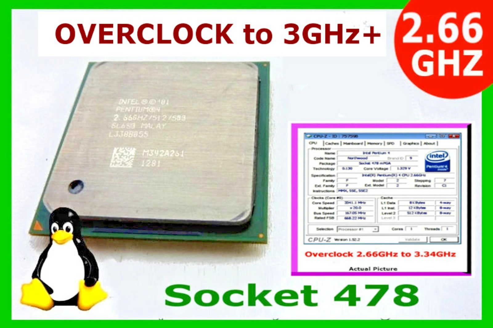Overclockable 2.66 GHZ CPU✔️Pentium 4 Socket 478✔️2.66/512/533 OC to 167/512/668