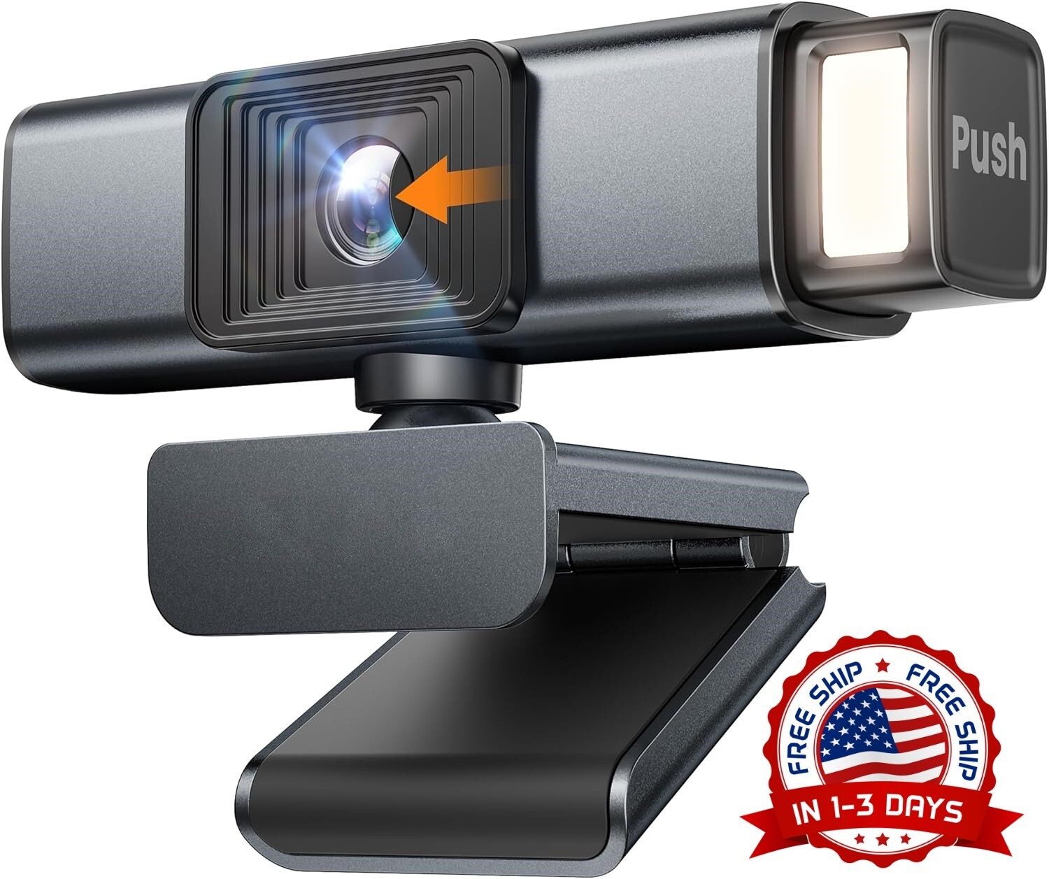 Cámara Web Quad HD 2K Para Pc Con Micrófono Luz Y Cubierta De Privacidad US New